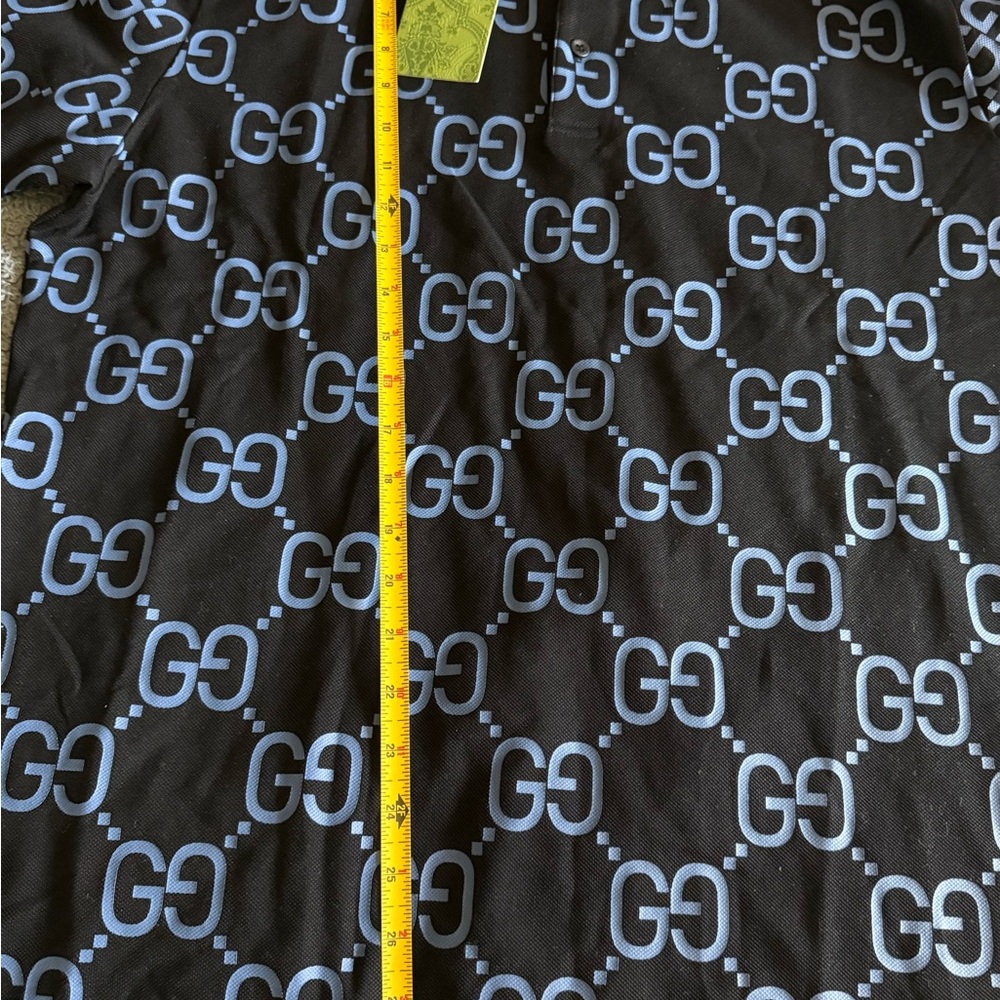 Gucci Black Shirt with Blue GG Pattern